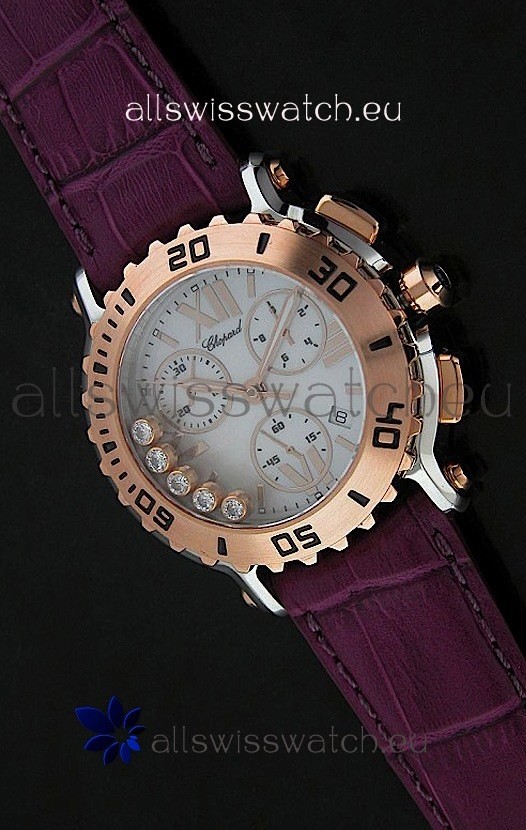 Chopard Happy Sport Swiss Replica Watch in Dark Red Strap