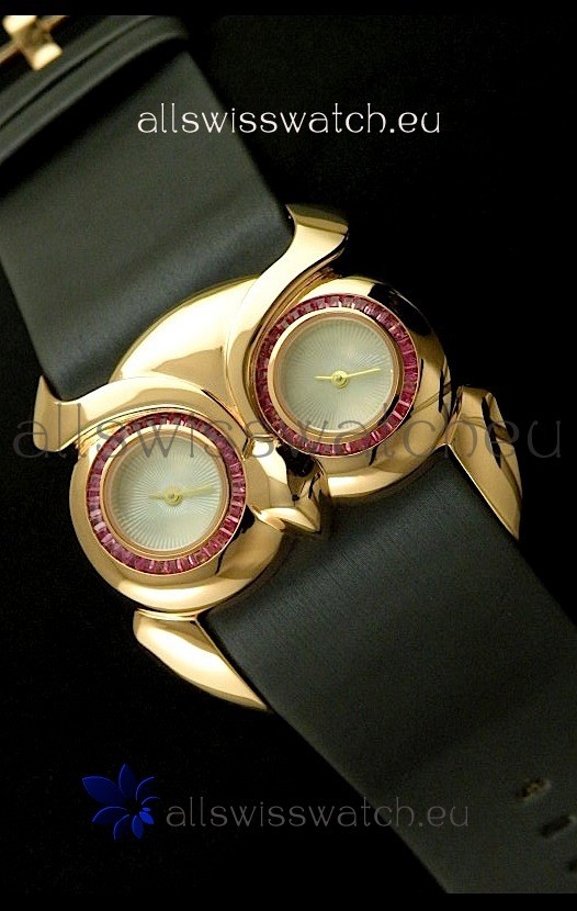 Chopard Animal World Ladies Owl Watch in Black Strap