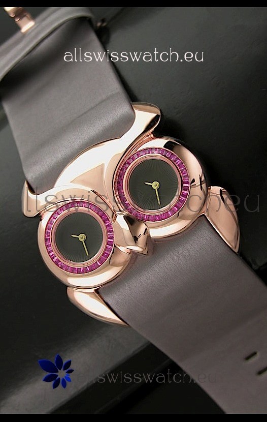 Chopard Animal World Ladies Owl Watch in Double Black Dial