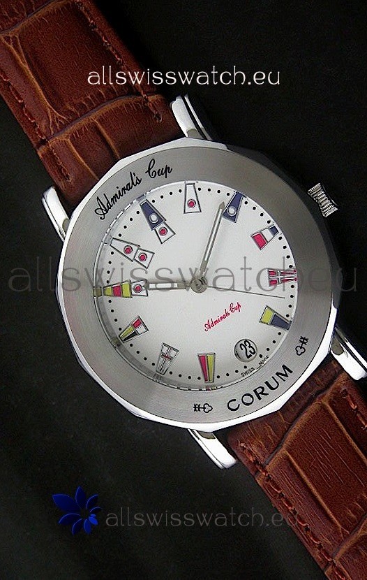 Corum Admiral's Cup Japanese Replica Watch in White Dial