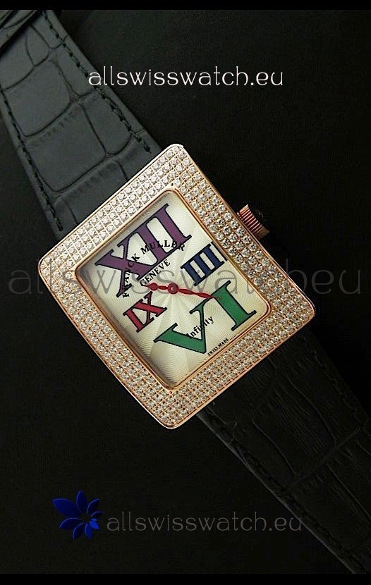 Franck Muller Geneve Infinity Japanese Gold Watch in Multi Color Roman Markers