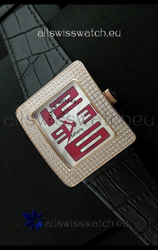 Franck Muller Geneve Infinity Japanese Gold Watch in Red Numeral Markers