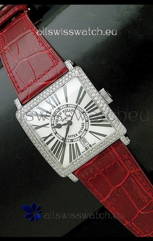 Franck muller Master Square Japanese Replica Watch in Red Strap