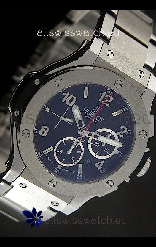 Hublot Big Bang Steel Strap in Black Dial with Steel Bezel