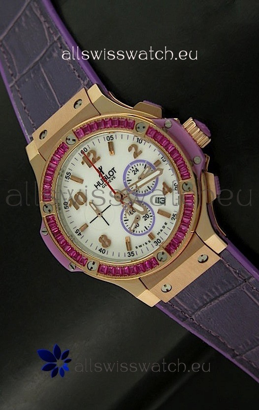 Hublot Big Bang All Black Edition Japanese Quartz Watch in Pink Gold
