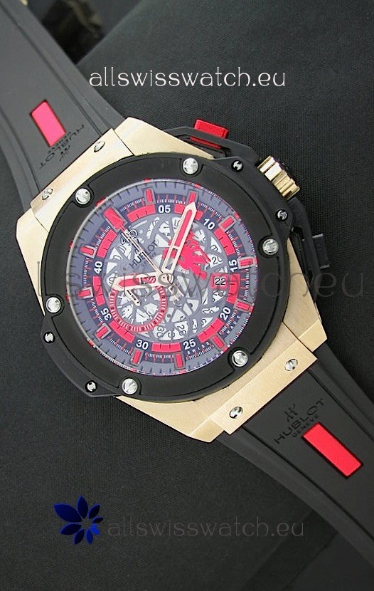 Hublot Big Bang King Power Manchester United Japanese Replica Rose Gold Watch