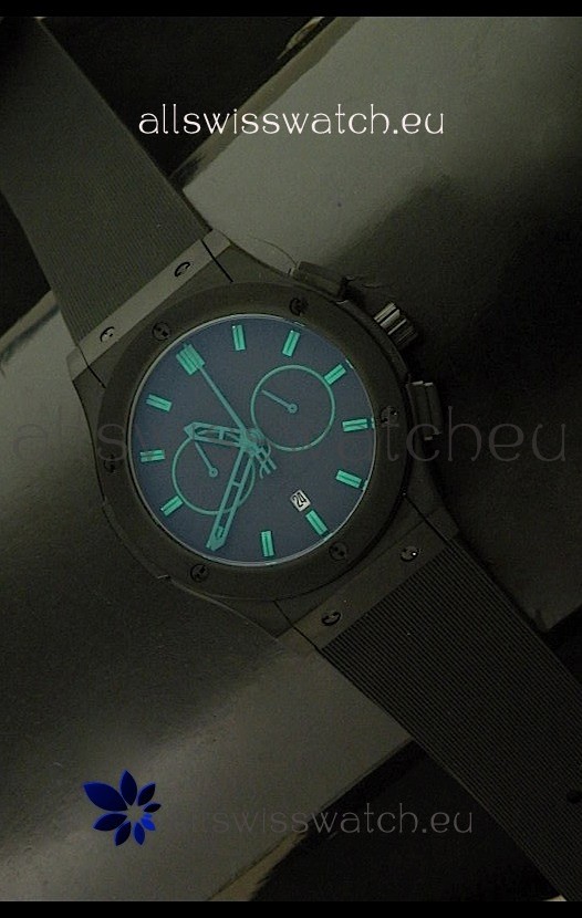 Hublot Big Bang Classic Fusion Chrono Japanese Watch with Green Markers Ceramic Case