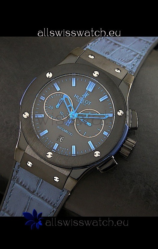 Hublot Big Bang Classic Fusion Swiss Replica PVD Watch in Blue Strap