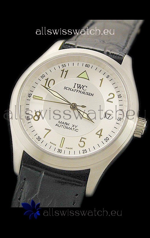 IWC Pilot MARK-XV Swiss Replica Watch in White Dial