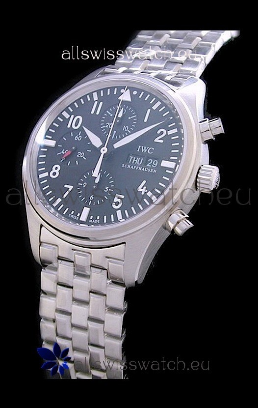IWC Pilot Swiss Replica Watch in Black Dial