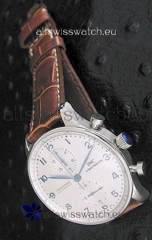 IWC Portuguese Chronograph Swiss Replica Watch in White Dial