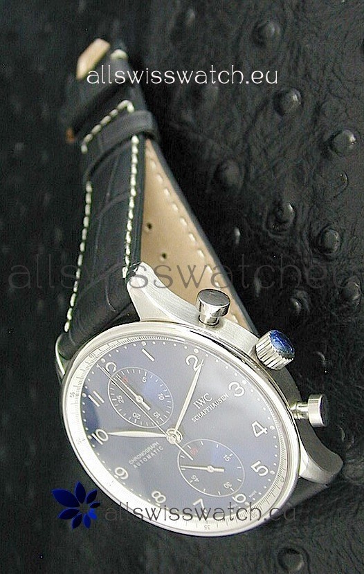 IWC Portuguese Chronograph Swiss Replica Watch in Blue Dial
