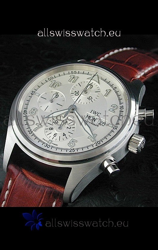 IWC Der Flieger Chronograph Swiss Replica Watch in White Dial