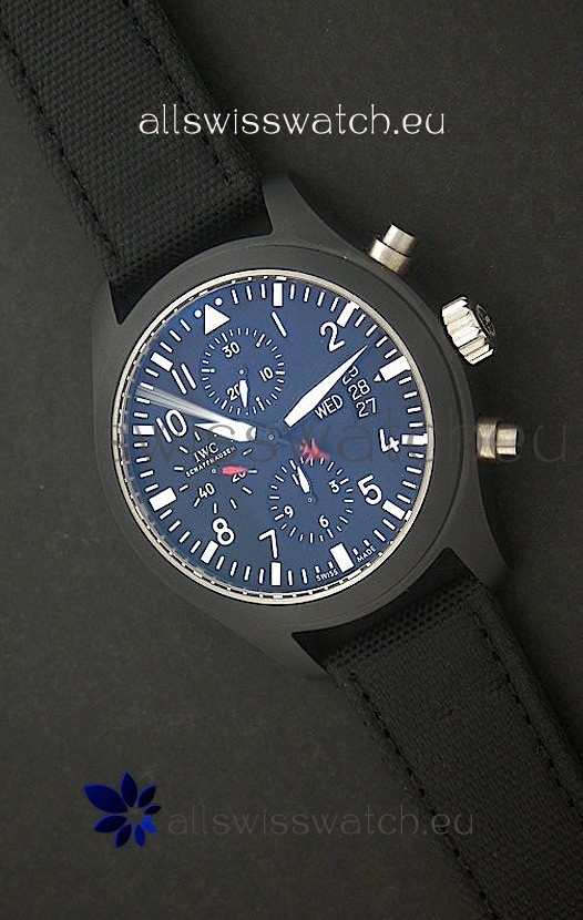 IWC Top Gun Full Ceramic Swiss Replica Watch in Blue Dial