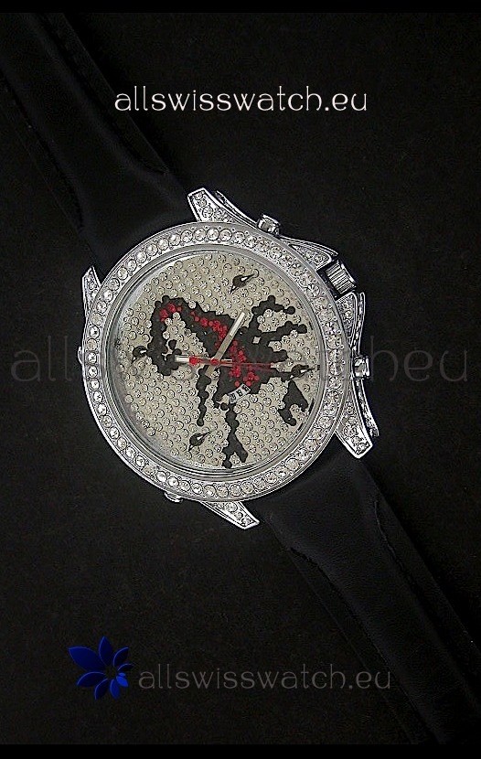 Five Time Zones J&C Clone Watch in Full Diamonds