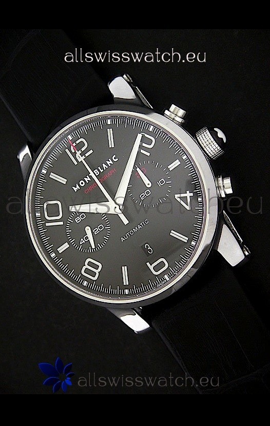 Mont Blanc Meisterstuck Timewalker Swiss Watch in Black Dial