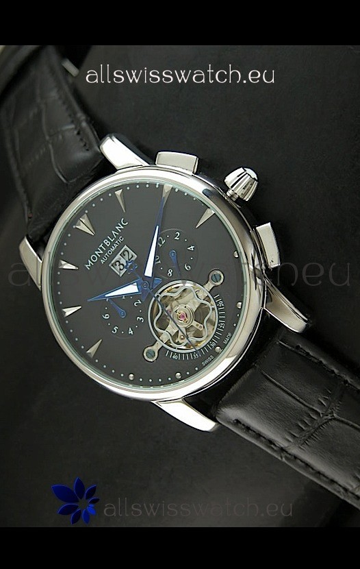 Mont Blanc Flying Tourbillon Japanese Replica Watch in Black Dial