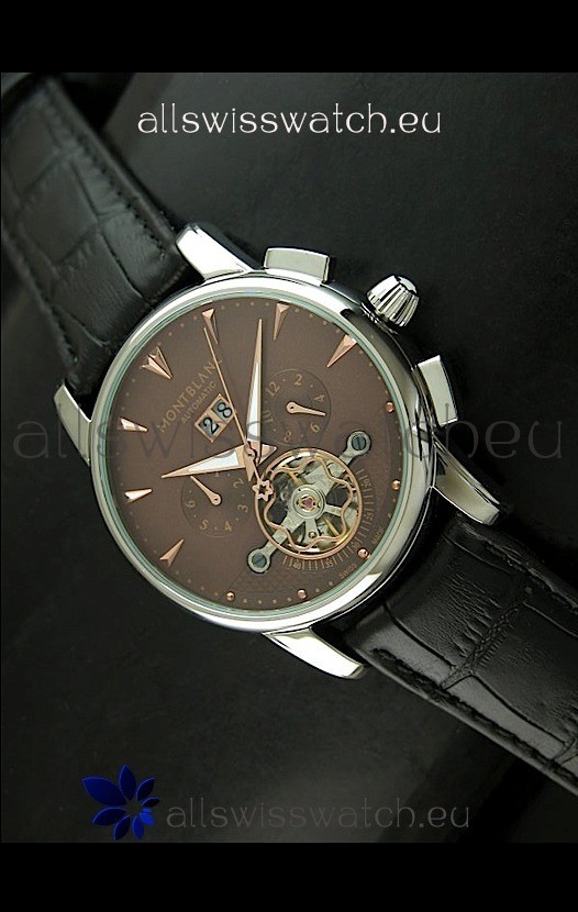 Mont Blanc Flying Tourbillon Japanese Replica Watch in Brown Dial