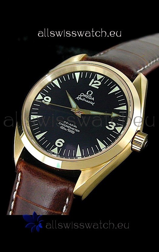 Omega Railmaster Swiss Watch in Rose Gold Casing