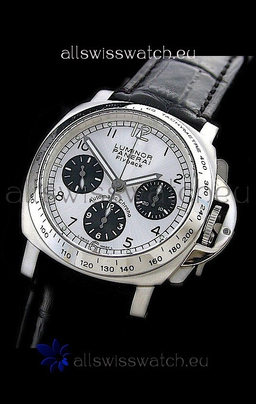 Panerai Luminor Flyback Automatic Swiss Watch in Silver Dial