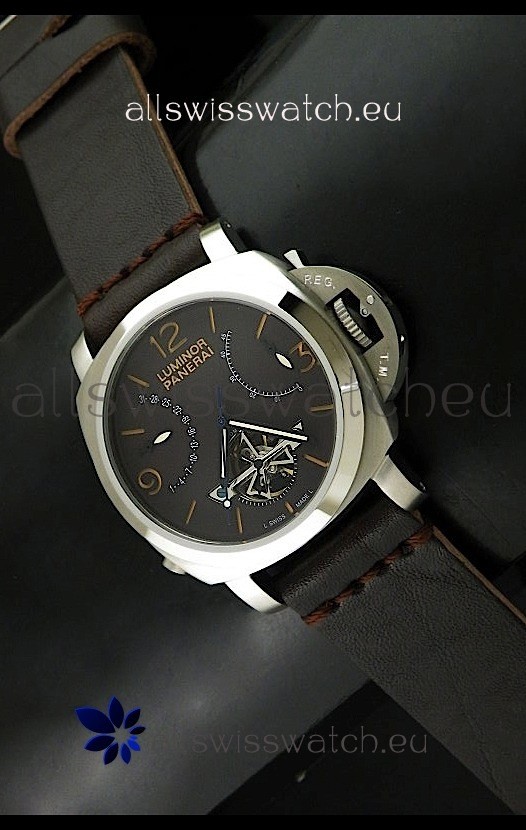 Luminor Panerai Japanese Replica Tourbillon Watch in Black Dial