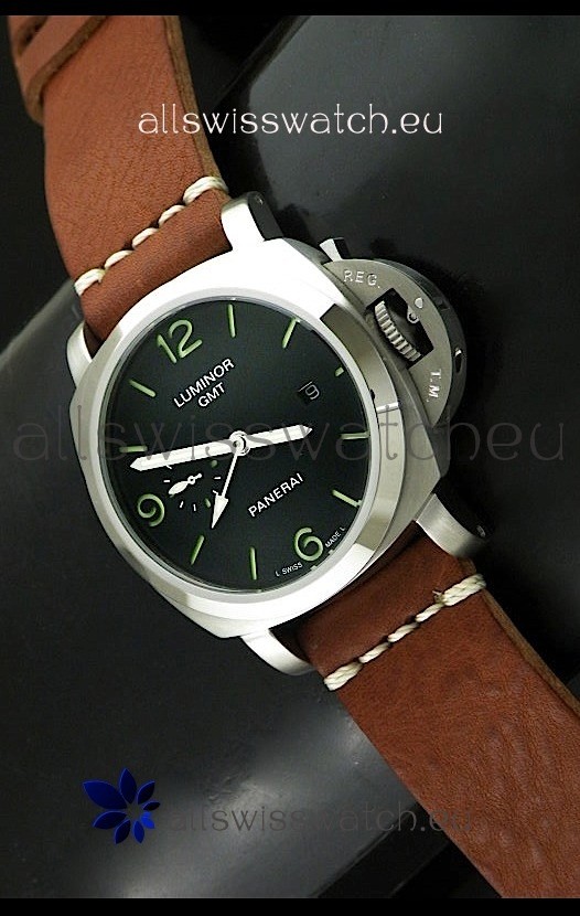 Luminor GMT Panerai Japanese Replica Automatic Watch in Black Dial