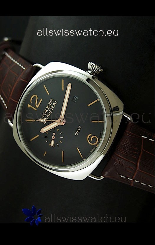 Panerai Radiomir PAM421 GMT Japanese Replica Watch in Black Dial