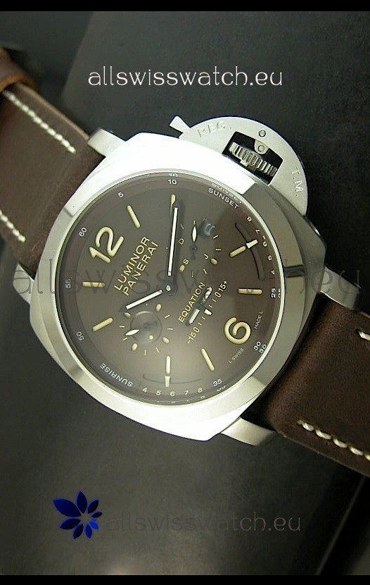 Panerai PAM365 L’Astronomo Luminor 1950 GMT Equation of Time Watch Brown Dial Steel