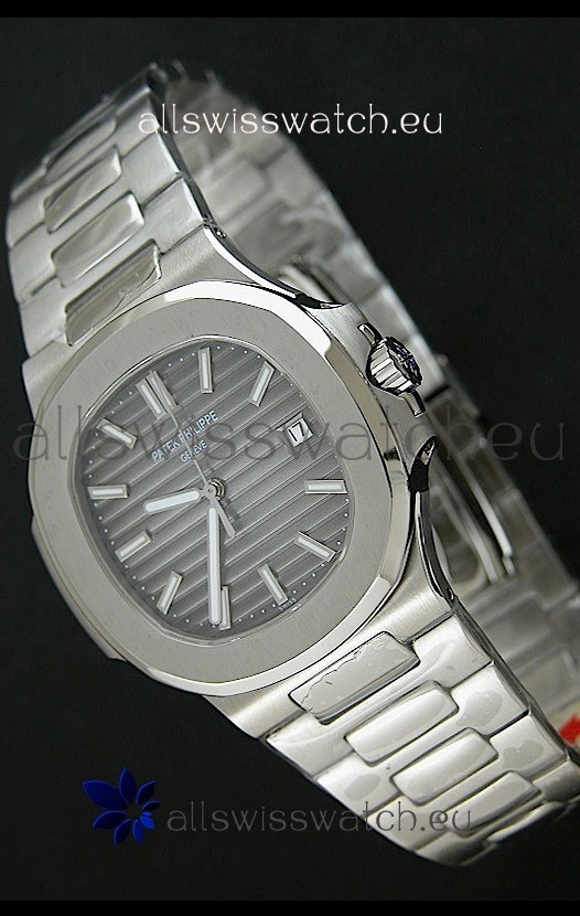Patek Phillipe Nautilis Swiss Replica Watch in Grey Textured Dial