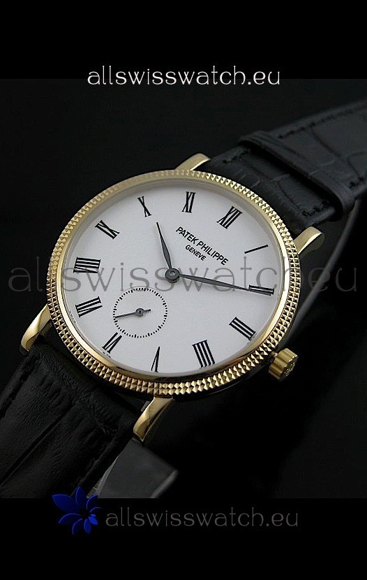Patek Philippe Calatrava Japanese Mens Watch in Yellow Gold Case