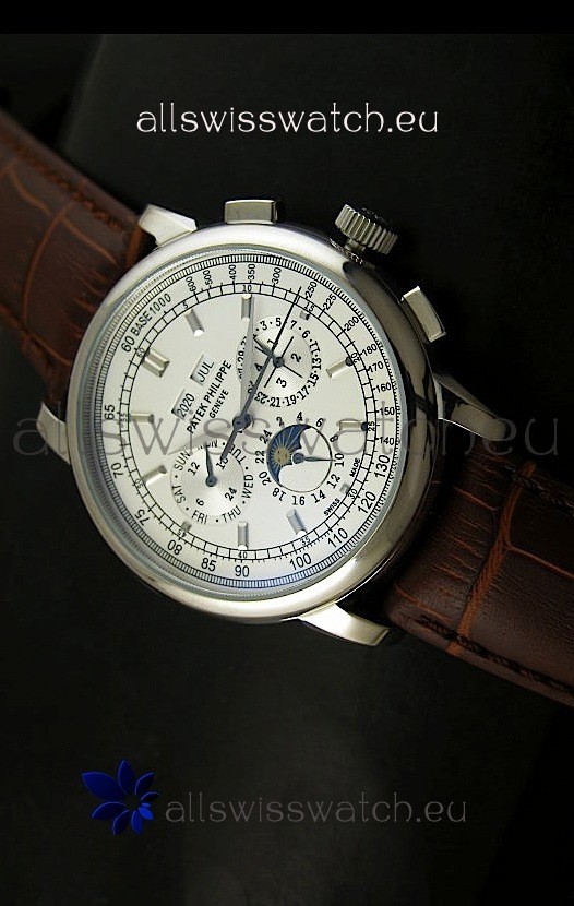 Patek Philippe Complications Japanese Replica Watch in White Dial