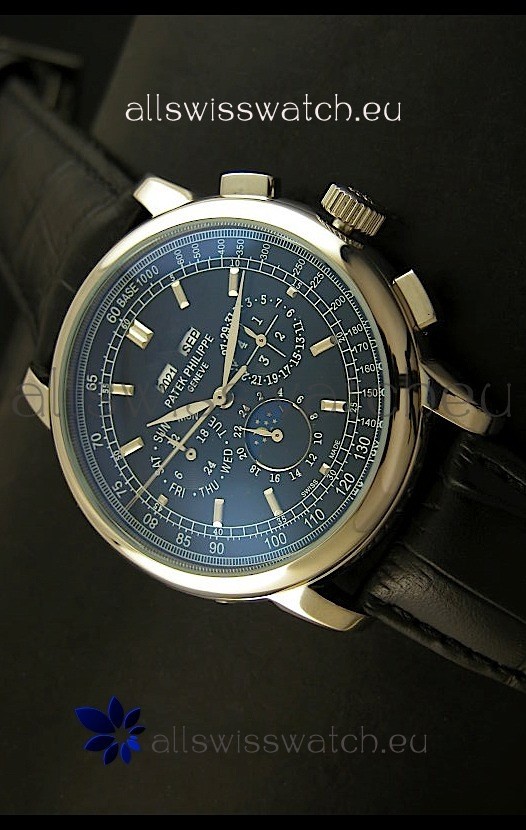 Patek Philippe Complications Japanese Replica Watch in Black Dial