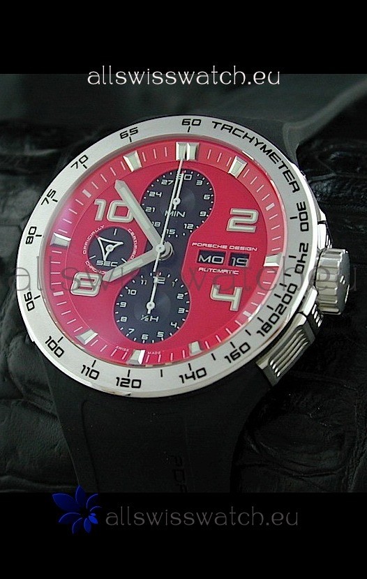 Porsche Design Flat Six P'6340 Swiss Chronograph Watch in Red Dial