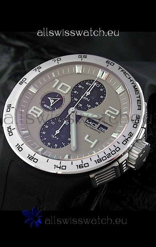 Porsche Design Flat Six P'6340 Swiss Chronograph Watch in Grey Dial
