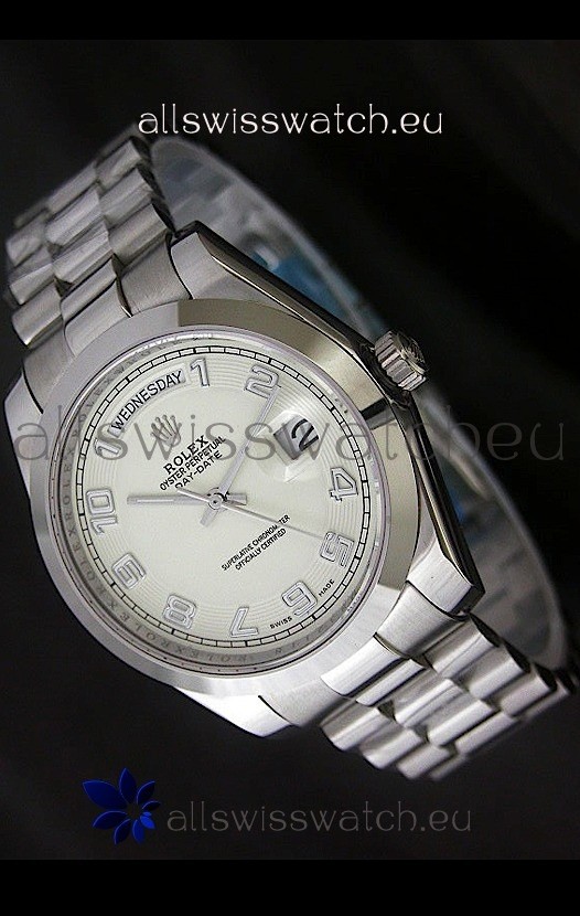 Rolex Day Date Japanese Replica Steel Watch in Arabic Markers