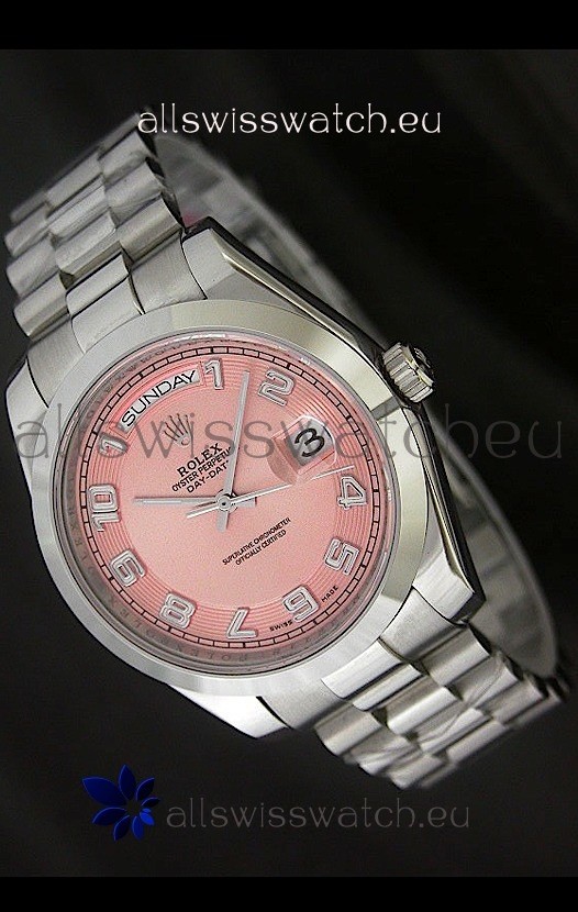 Rolex Day Date Swiss Replica Steel Watch in Champagne Dial