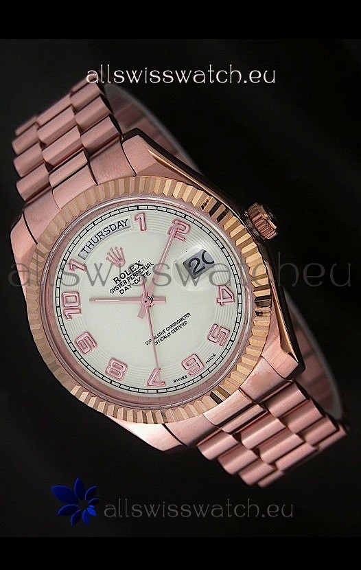 Rolex Day Date Japanese Replica Steel Watch in Arabic Markers