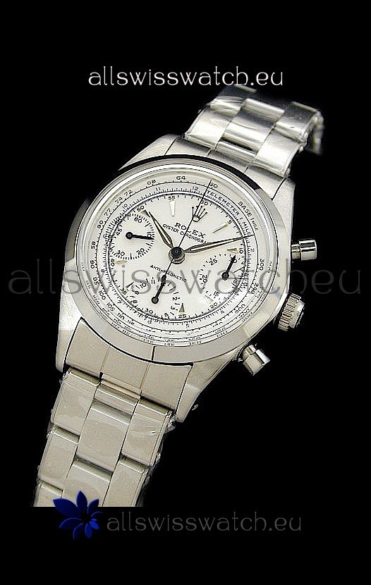Rolex Oyster Chronograph Vintage Swiss Replica Watch in White Dial