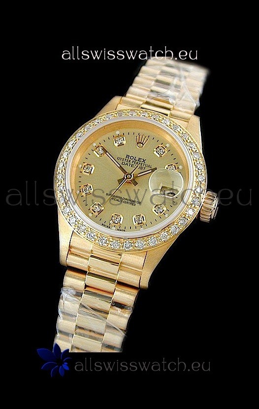 Rolex Datejust Ladies Swiss Replica Gold Watch