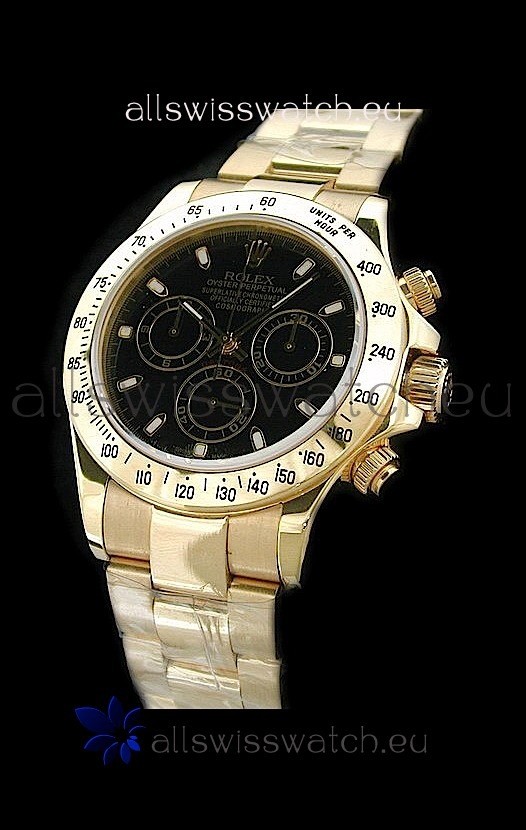Rolex Daytona Swiss Replica Gold Watch in White Stick Hour Markers