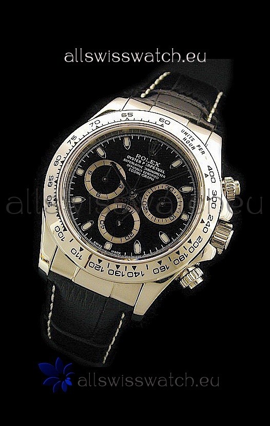 Rolex Daytona Cosmograph Swiss Replica Gold Watch in Black Dial