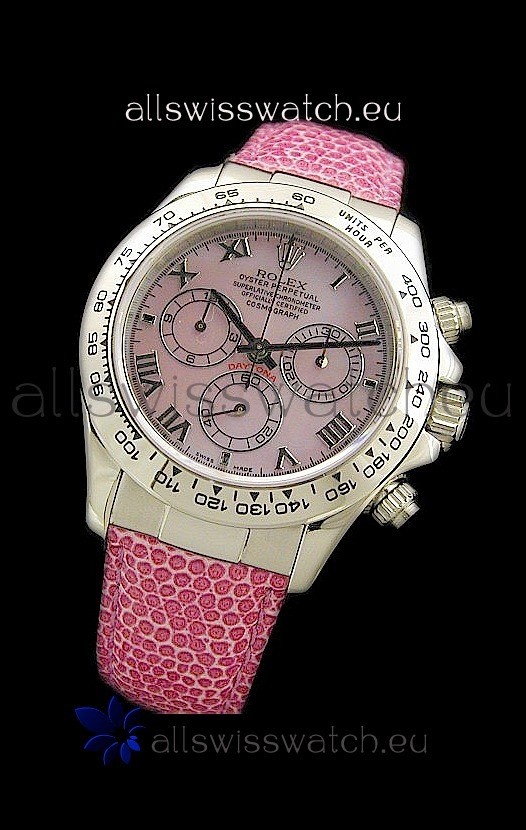 Rolex Daytona Cosmograph Swiss Replica Steel Watch in Pink Pearl Dial