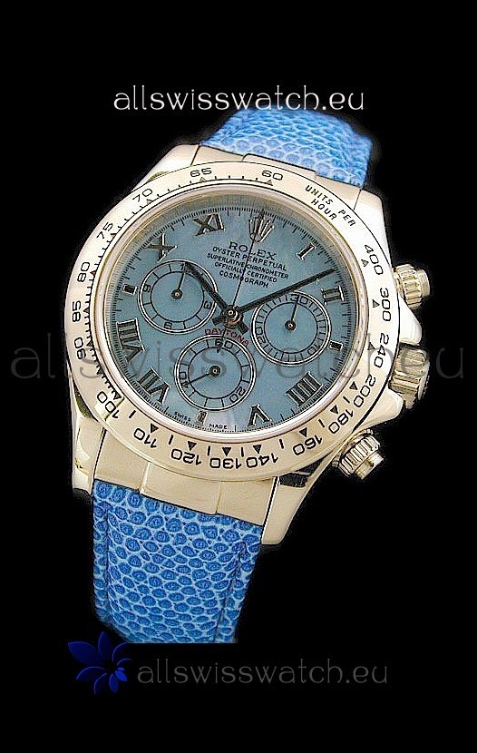 Rolex Daytona Cosmograph Swiss Replica Steel Watch in Blue Pearl Dial