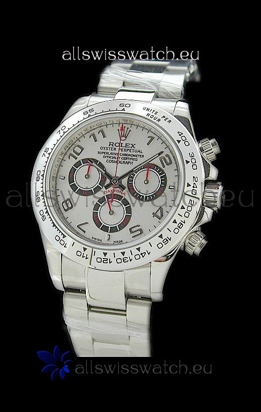 Rolex Daytona Cosmograph Swiss Replica Steel Watch in Silver Dial
