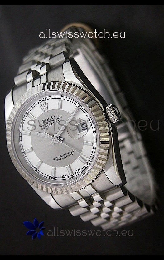 Rolex Datejust Oyster Perpetual Superlative ChronoMeter Replica Watch in White & Grey Dial