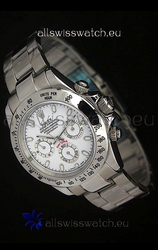 Rolex Daytona Japanese Replica Steel Watch in White Stick Hour Markers
