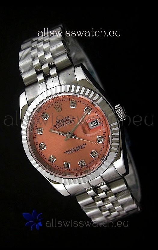 Rolex Datejust Mens Japanese Replica Watch in Orange Dial