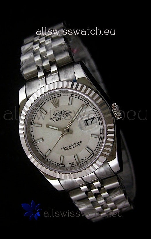 Rolex Datejust Mens Swiss Replica Watch in White Dial