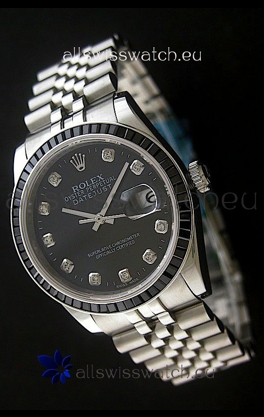 Rolex Datejust Swiss Replica Automatic Watch in Black Dial