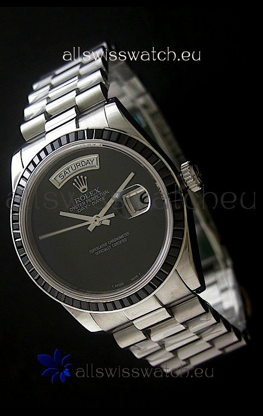 Rolex Day Date 2008 Swiss Replica Watch in Full Black Dial